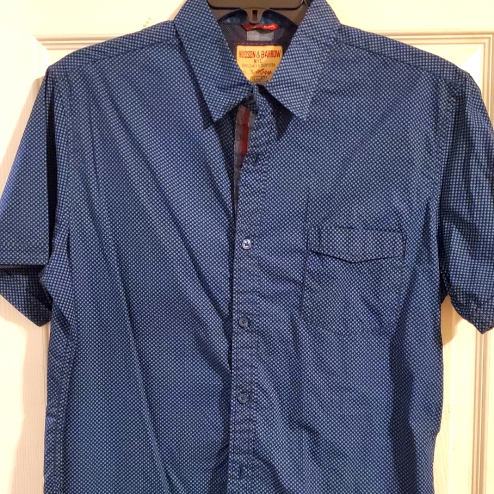 Men's Navy Patterned Polo by Hudson & Barrow